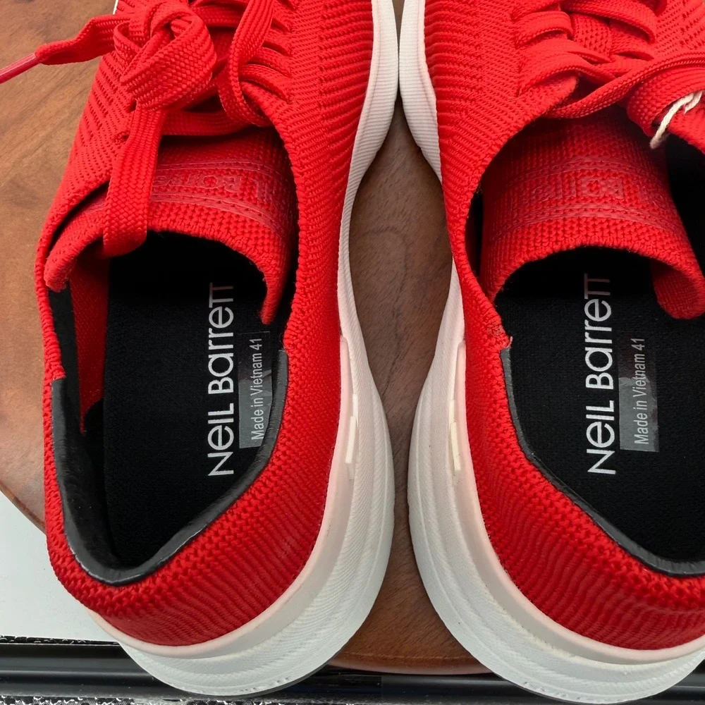 Neil Barrett Red Knit Lightning‎ Bolt Sneakers 091C26F1 Mens Size EU 41/US 8 NEW